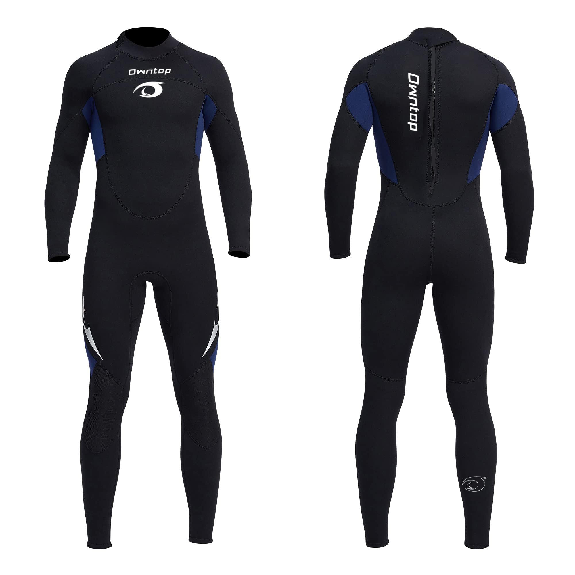 Owntop ウェットスーツ フルスーツ メンズ 3mm ストレッチ ネオプレン素材 日焼け止め UVカット 保温 ワンピース ダイビング サーフィン フィッシング マリンスポーツ 男性 ウォータースーツ ブラック+ブルー 2XL の商品画像