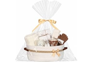 Colingmill Christmas Gift Basket for Gifts Set Large Gift Baskets Empty with Handles and Wrapping Set Storage 14"x 10"x 5.5" Empty Decorative Chest Box for Presents Wedding Baby Shower(White)