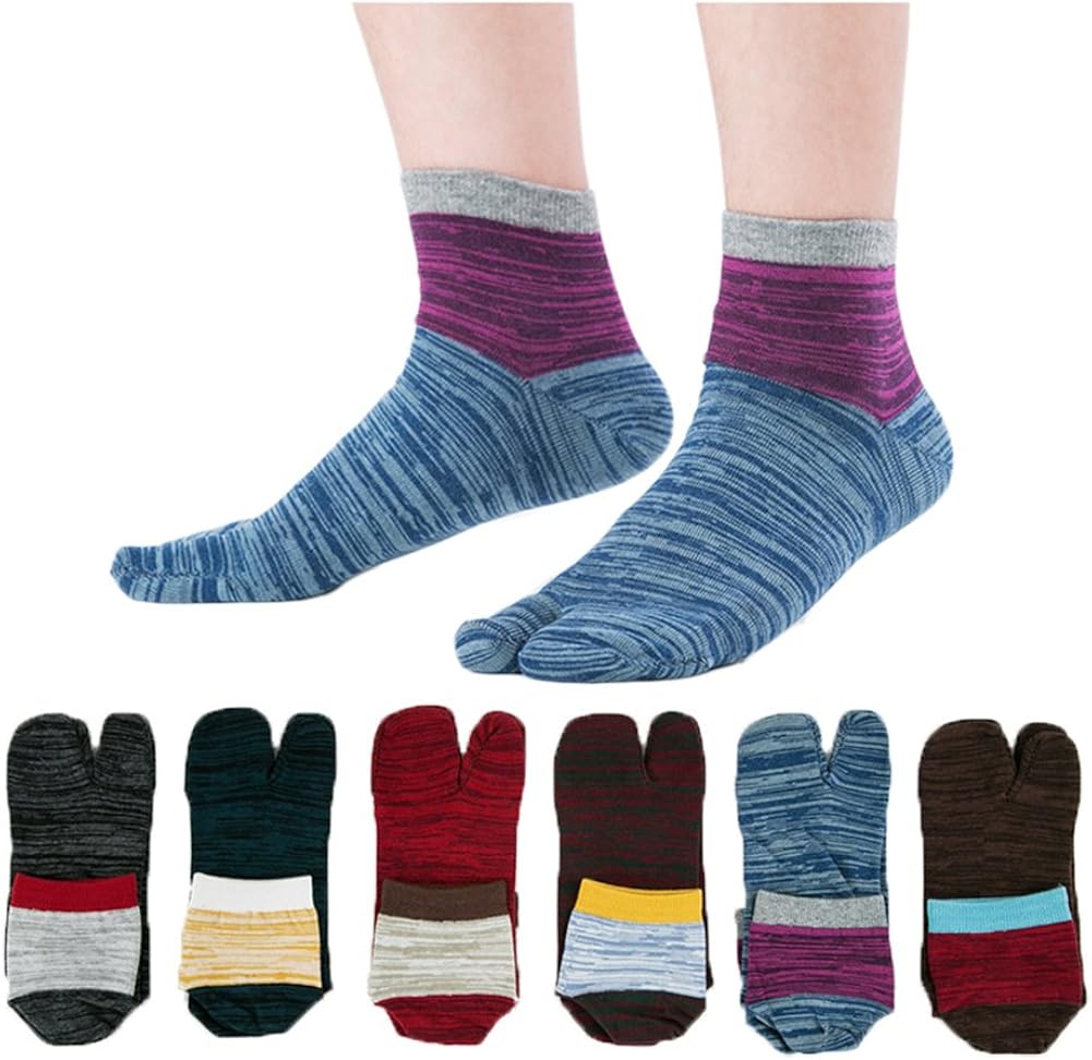Men's Tabi Flip Flop Socks Athletic Cotton Crew Two Toe 5 / 6 Pack at
