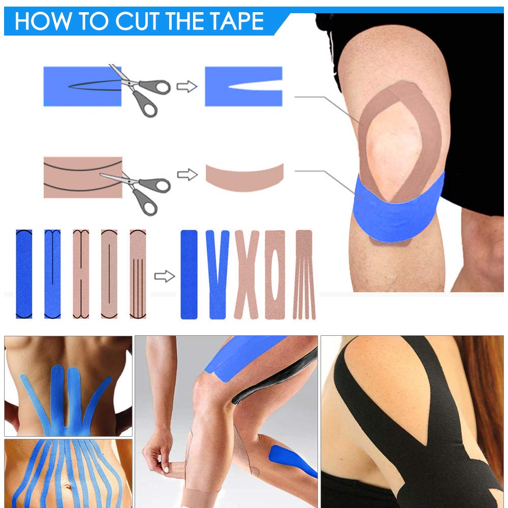 Physio Tape Kinesiologie Tape 5m x 5cm, Muskeln Kinesiology sport vorgeschnitten, Rollenlänge Elastisches Therapeutisches sport verletzungen Tape Elastische Bandage für Plantarfasziitis Physiotherapie