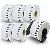 BETCKEY - Compatible Continuous Labels Replacement for Brother DK-2225 (1.4 in x 100 ft), Use with Brother QL Label Printers [6 Rolls + 1 Reusable Cartridge]