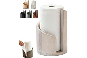 Mountain Paper Towel Holder, 2026 Wooden Paper Towel Holders Countertop with Round Base & Iron Holder, Decorative Kitchen Rol