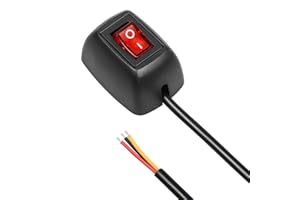 OELFFOW 1Pack Red LED Inline Cord Switch KCD1 6A-250V 16A-125V Toggle Switch SPST 2-Position On-Off Unilateral Wiring Switch with 4 Wire Clamps