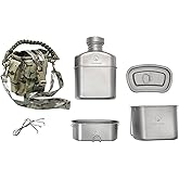 Valtcan Titanium Canteen Mess Kit 1100ml 37oz Capacity with 750ml and 400ml cookware Cups
