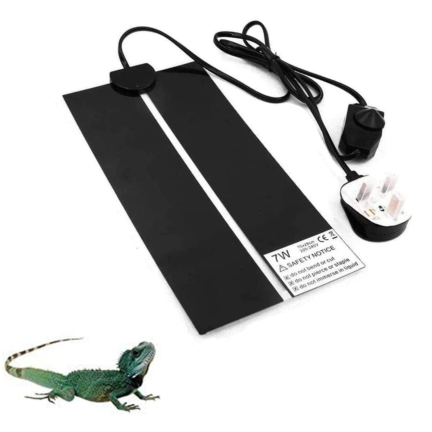 NEKOSUKI Reptile Heating Mat, 7W 11x5.9 inch Waterproof Reptile Heat Pad Under Tank Terrarium with Temperature Control, Safety Adjustable Reptile Heat Mat for Turtle, Tortoise, Snakes, Lizard, Gecko