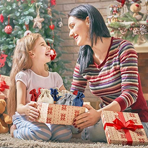 VGOODALL Adventskalender zum Befüllen, 4 Farben 24er Set Stoff Beutel mit 1-24 Adventszahlen Aufkleber Geschenk DIY Weihnachten Geschenksäckchen