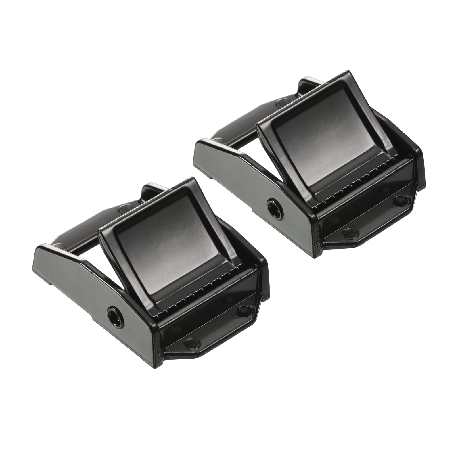 PATIKIL 45mm Webbing Metal Buckle, Thin Type Zinc Alloy Anti-Slip Cam Press Lock for Tie Down Strap, Black 2 Pack