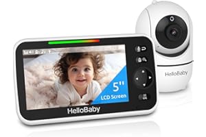 HelloBaby No WiFi Baby Monitor 5" Screen 30-Hour Battery Pan-Tilt-Zoom Video Upgrade with Camera and Audio, Night Vision, VOX, 2-Way Talk, 8 Lullabies and 1000ft Range, HB6550