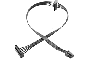 ELFJMZP ATX Mini 6PIN to Dual SATA 15 PIN Adapter Extension Cable for Mechanical HDDs SSDs DVD/CD-ROMs (17.9 in./45.5 cm)