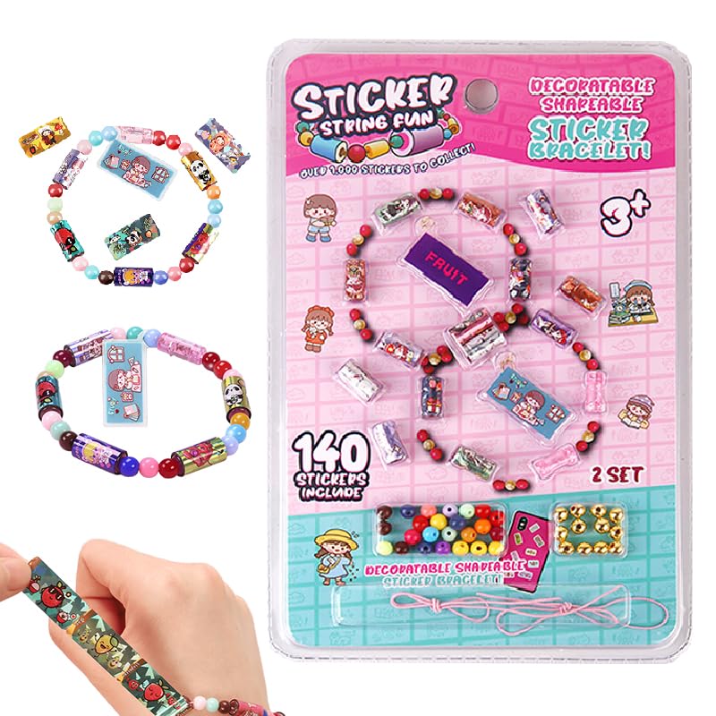 Goorder Sticker Bracelet Set for Kids 6+, 2 Sets DIY Friendship Bracelet Making Kit for Girls - 140 Fun & Creative Stickers, Toys for Ages 6 7 8 9 10 11 12 Years Old Birthday Gifts