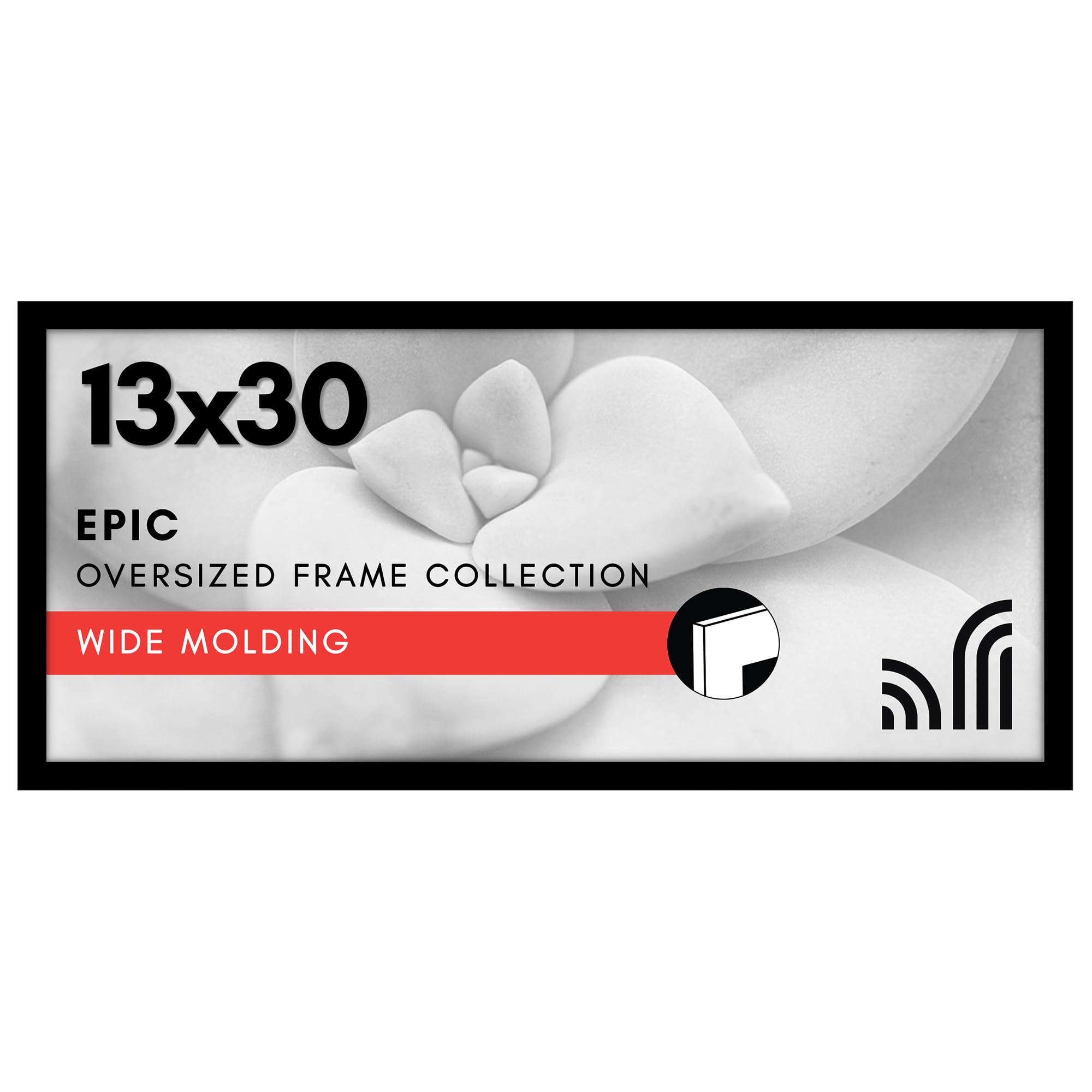 Americanflat 13x30 Picture Frame with Polished Plexiglass - Black Picture Frame - Wide Photo Frames Made of Engineered Wood for Vertical or Horizontal Wall Display - Epic Collection - Black Image