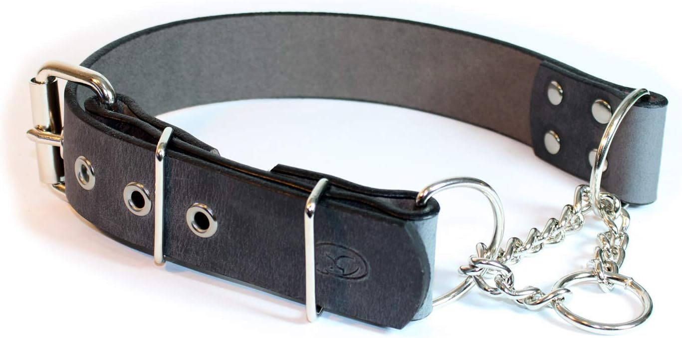 soft leather half check dog collars