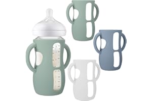 BUSOHA 3 Pack Silicone Sleeves for Avent Baby Bottles - Anti Breakage Baby Bottle Holder with Handle for Avent Natural Glass Baby Bottles,Compatible with Avent Baby Bottle,8 OZ