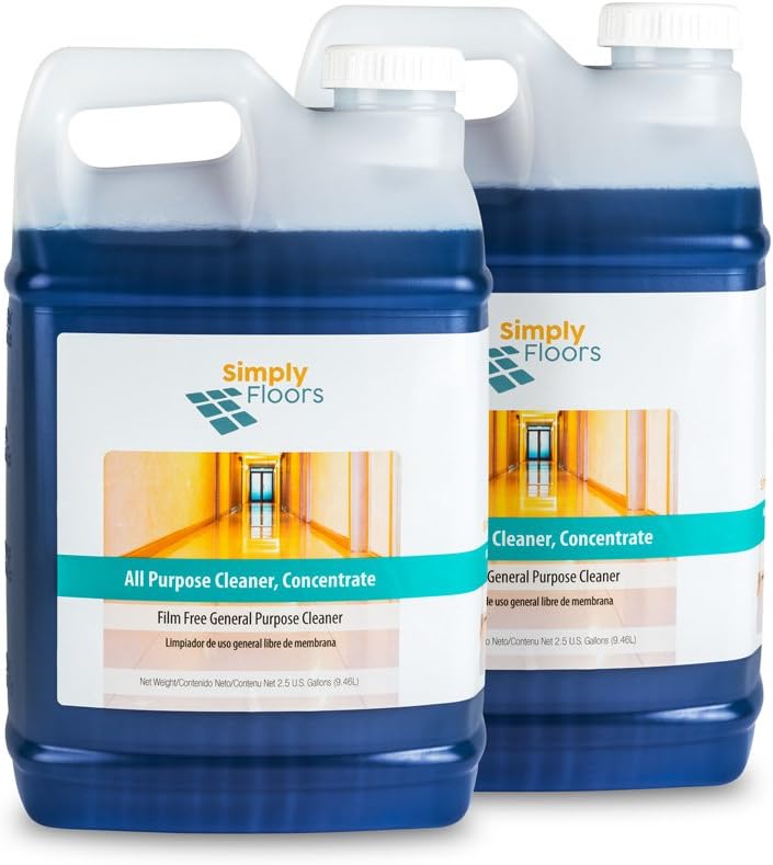 Simply Floors FLC-0034 All Purpose Floor and Multi-Surface Cleaner - [Pack of 2 - 2.5 gallon bottles] 12-13 pH, Concentrated Cleaning Solution, Ideal for Scrub and recoat, Dilution rate from 1:20 to 1:128