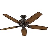 Hunter 52 inch Outdoor or Indoor Ceiling Fan No Light - Bronze Ceiling Fan without Light, For Patio, Porch, Garage, or Living