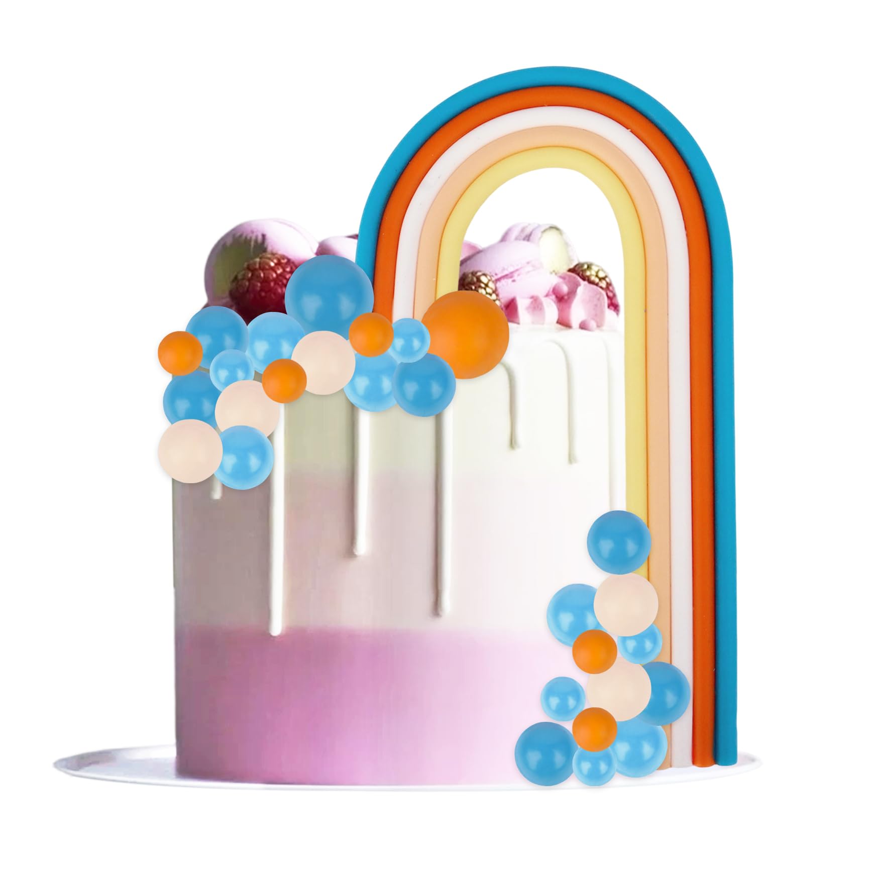 28Pcs Ball Cake Toppers Pastel Rainbow Cake Topper Mini Balloon Cupcake Topper Rainbow DIY Cake Decorations for Birthday Baby Shower Wedding Party Supplies