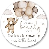 2"" Round Boho Bear Balloons Baby Shower Thank You Favor Stickers - Set of 40 (Gender Neutral)