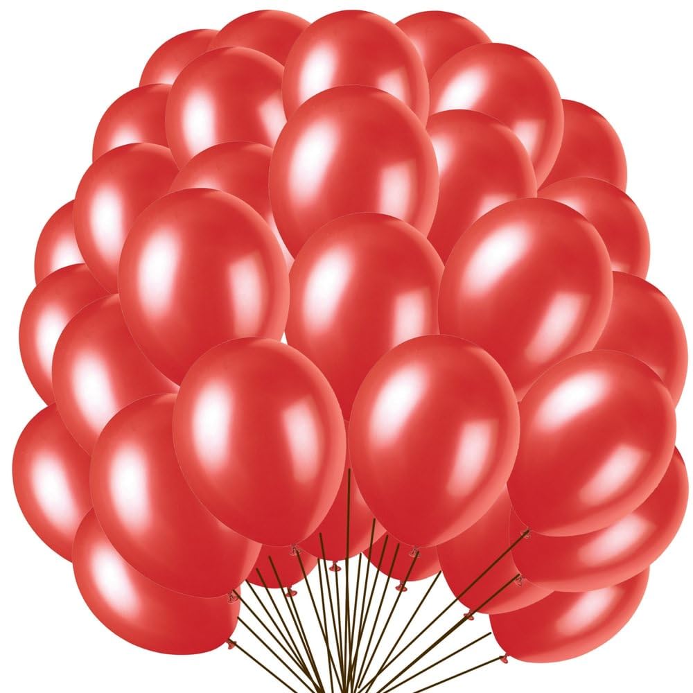 Flame Red Premium Latex Balloons (30cm) Pack of 50 - Vibrant Party Decorations for Birthdays, Weddings, and Events