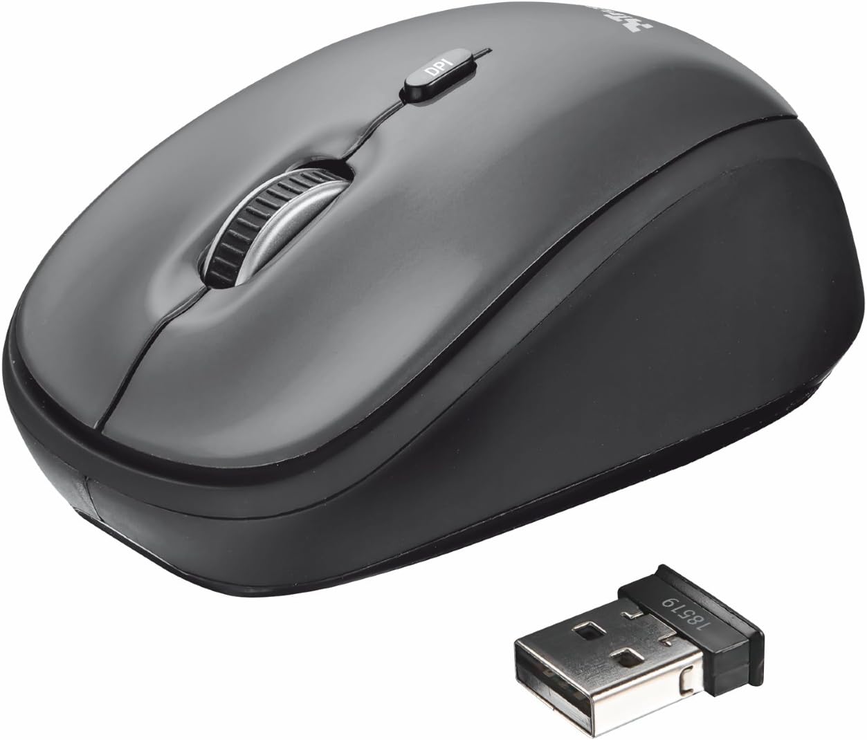 Trust 18519 Yvi Wireless Mouse for Computer and Laptop with USB Micro Receiver, 800/1600 DPI, for Left and Right Handed Users