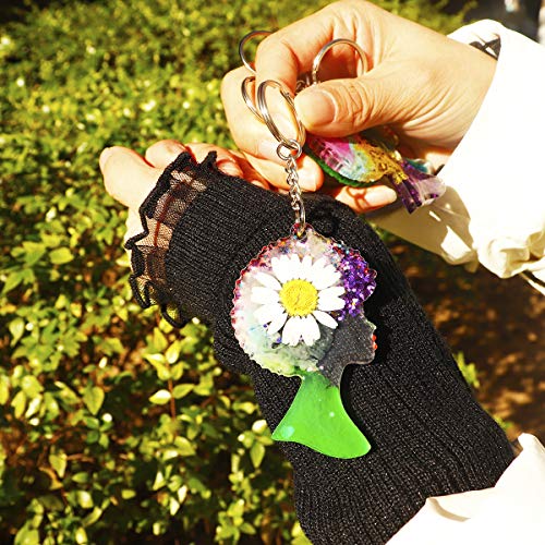 Resin Keychain Molds, Afro Woman Epoxy Casting Mold with 12Pcs Key