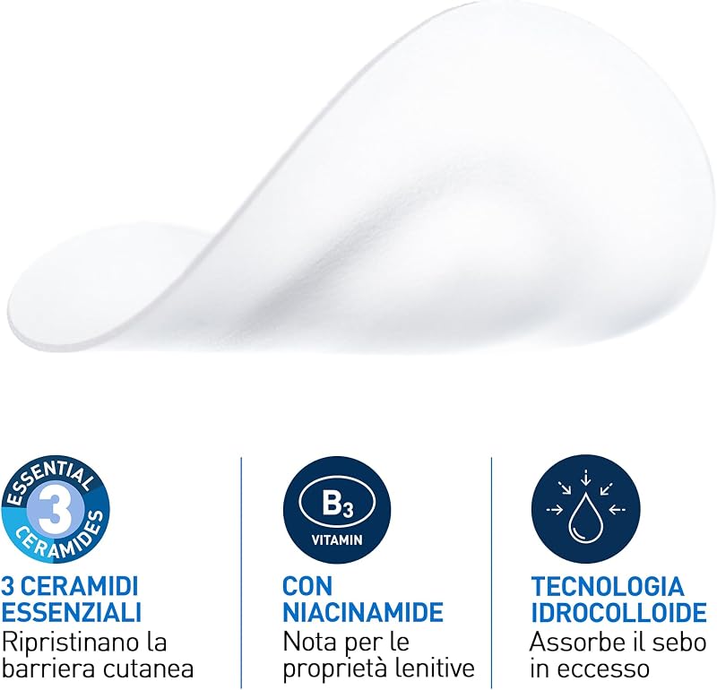 Patches Idrocolloidali Anti Brufoli, Per Pelli a Tendenza Acneica, Trasparenti e Invisibili sulla Pelle, Non lascia segni, Con Niacinamide e 3 Ceramidi Essenziali, 22 Pezzi
