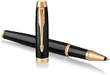 Parker IM Rollerball Pen Black Lacquer Gold Trim Fine Point Gift Box