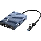 ACASIS USB C to Dual HDMI DisplayLink Adapter for Mac M1/M2/M3/M4/Windows | USB C DisplayLink Docking Station with 2HDMI 4K@60Hz, 3USB-A Ports, 100W PD Charging ,USB A/C to Dual Monitor,Grey
