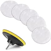 Kshineni 7 Pcs 3 Inch (80 mm) Wool Buffing Polishing Pad Car Polisher Buffer Drill Attachment with M10 Drill Adapter
