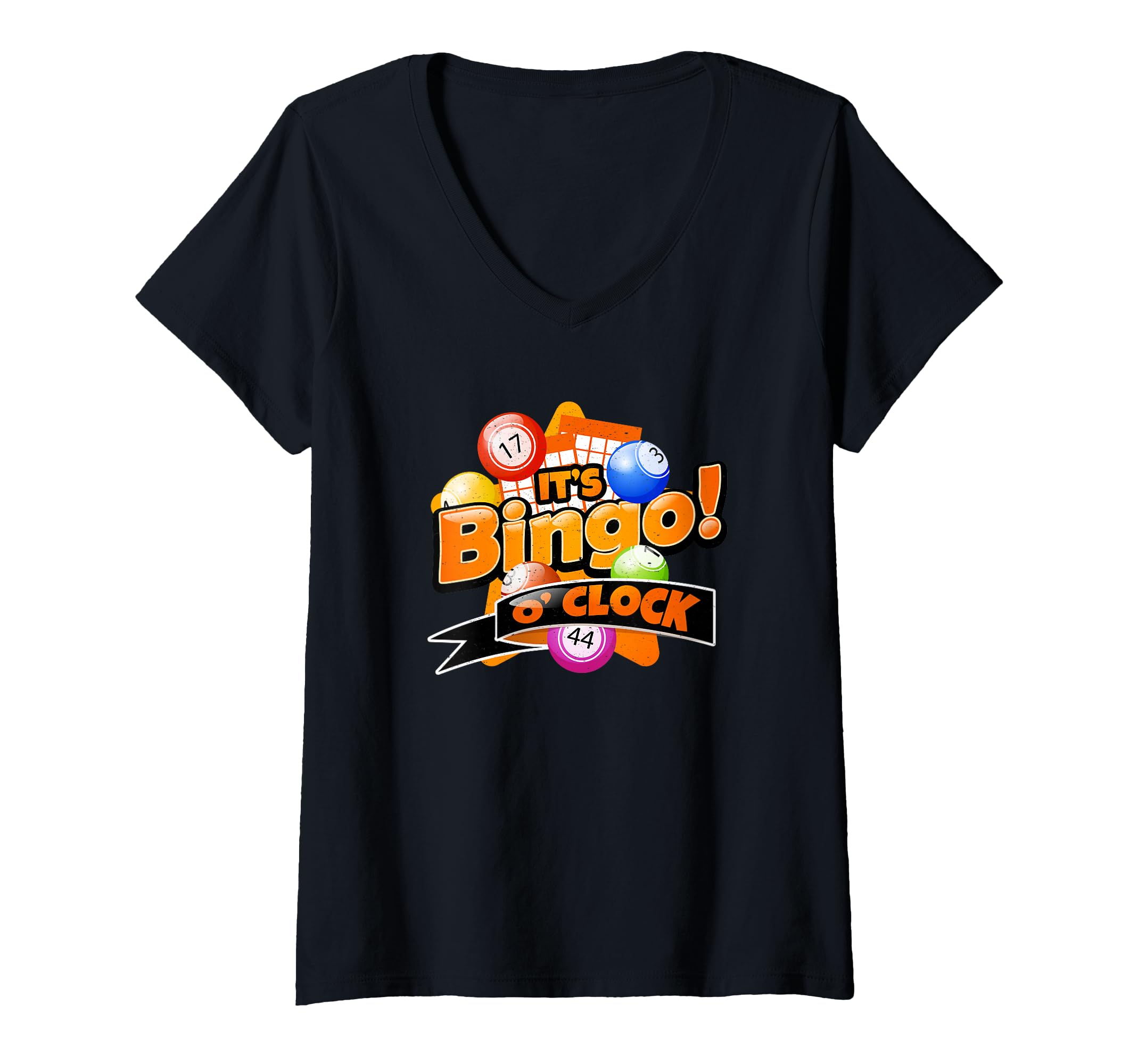 Womens It’s Bingo O’Clock Funny Game Caller Lover Bingo Player V-Neck T-Shirt