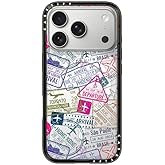 CASETiFY Compact iPhone 17 Pro Case [Slim and Sleek/Compatible with Magsafe / 4 ft. 2X Military Grade Drop Protection] - Travel Stamps - Clear Black