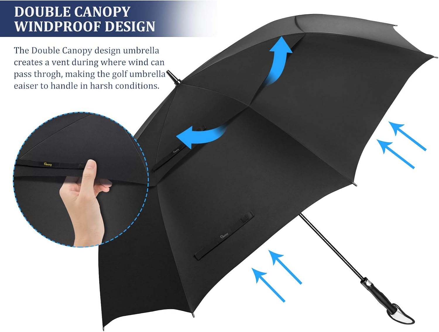 Heasy Golf Umbrella 58/62/68 Inch Large Windproof Waterproof Oversize Double Canopy Extra Sturdy Automatic Stick Umbrellas for Men & Women : Sports & Outdoors