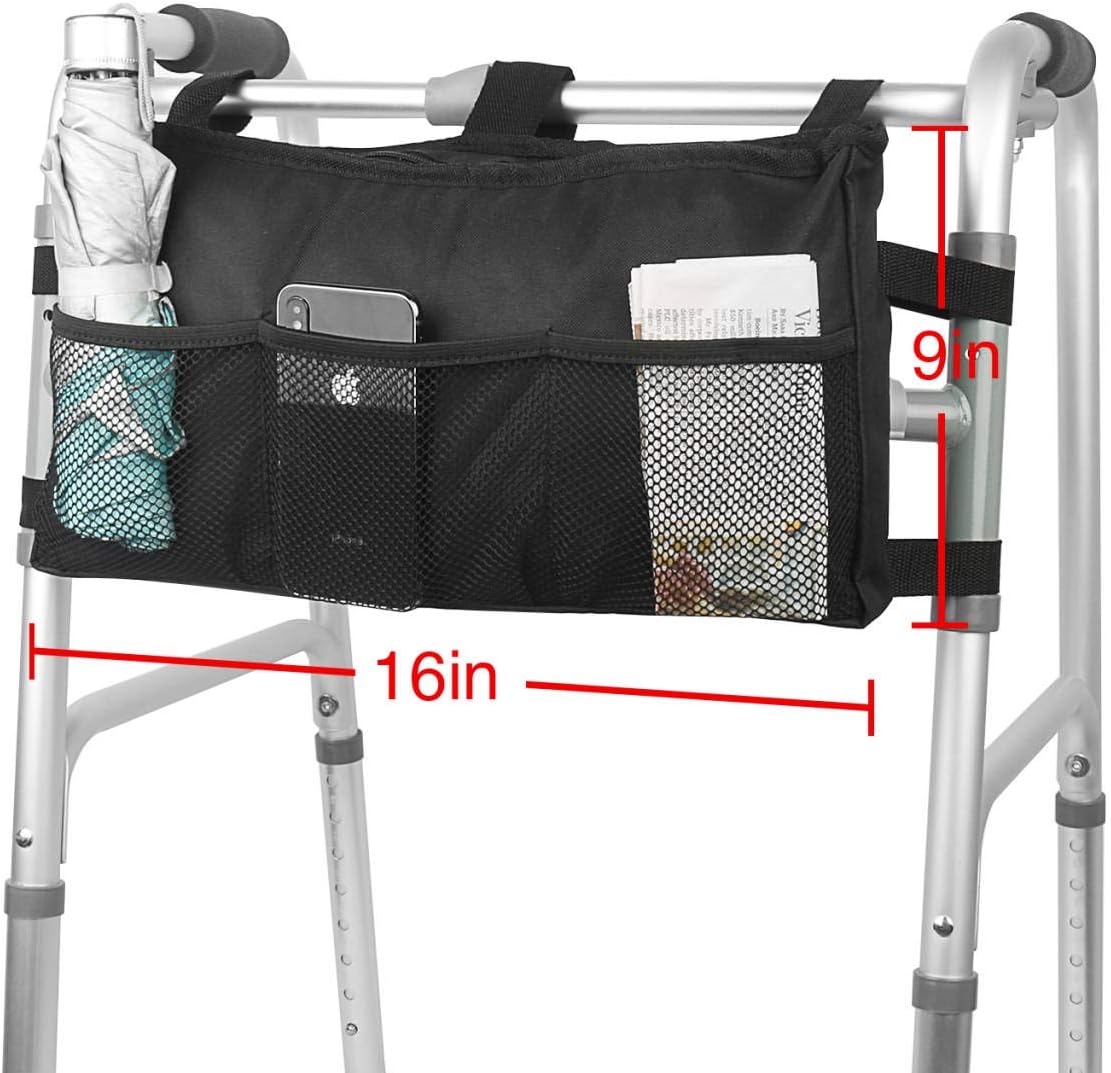 Walker Bag Hand Free Storage Bag Walker Attachment Handicap Basket Pouch for Rollator, Wheelchair, Folding Walkers (Black-Style 2): Health & Personal Care