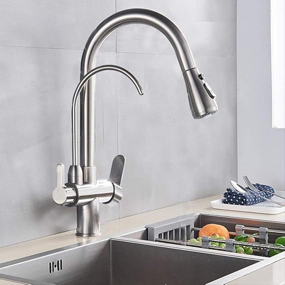 Grifo Grifo de cocina Grifo de cocina de latón níquel cepillado con