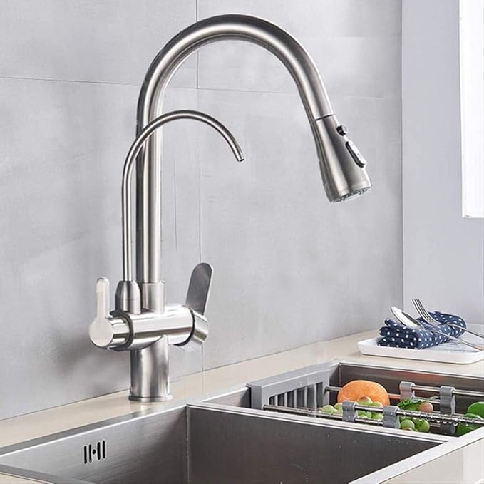 Grifo Grifo de cocina Grifo de cocina de latón níquel cepillado con