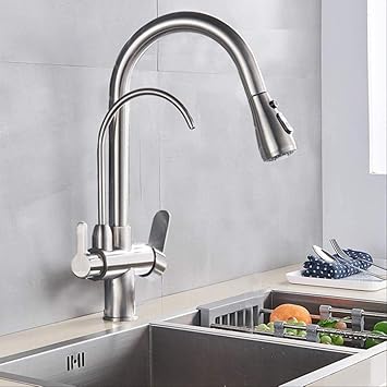 Grifo Grifo de cocina Grifo de cocina de latón níquel cepillado con