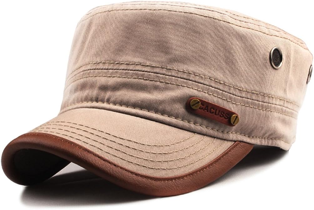 CACUSS Men's Cotton Army Cap Cadet Hat Military Flat Top Adjustable