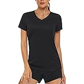 MAGCOMSEN Women's T Shirts Short Sleeve Workout Tops UPF 50+ Sun Protection V-Neck Moisture Wicking Quick Dry Tee