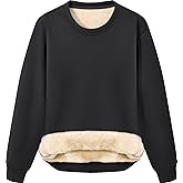 Peakwell Women's Fleece Sherpa Lined Sweatshirts Crewneck Warm Winter Pullover Long Sleeve Tops