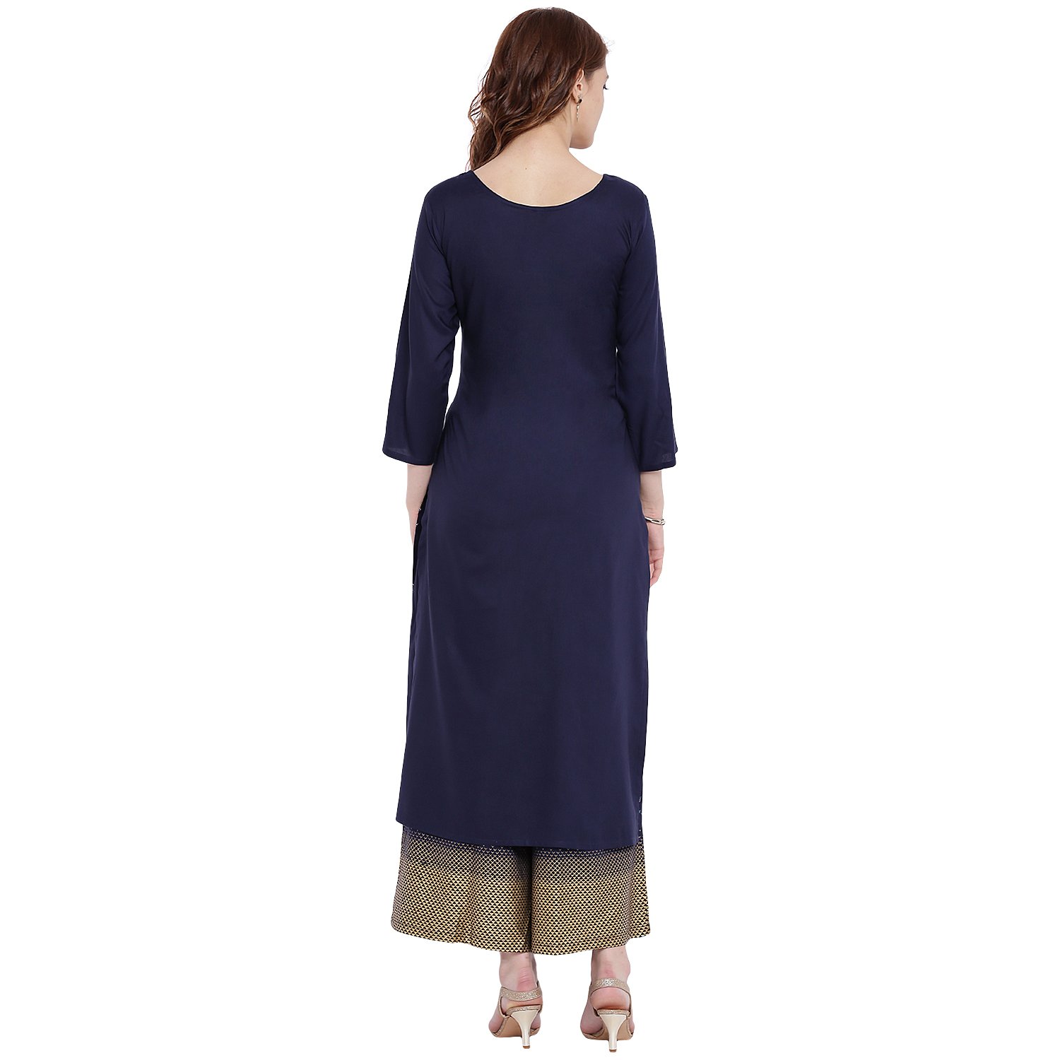 pinky pari screen printed rayon blue straight festive kurta with printed rayon palazzo