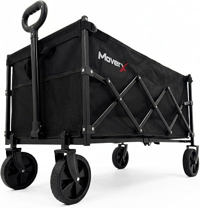 MoverX 150L Festival Trolley on Wheels Folding Wagon Black
