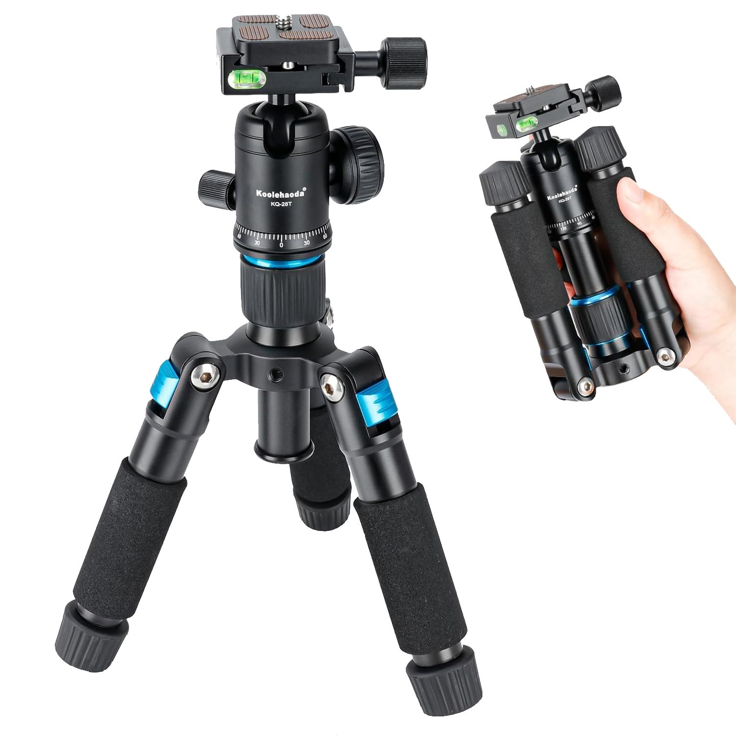 Koolehaoda Portable Mini Tripod Aluminum Alloy Tabletop Tripod Height 20 inch / 51cm with 360 Degree Ball Head and Bag for DSLR Camera, Video Camcorder.Load up to 11lbs / 5kg - (Blue)
