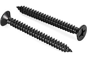 MELLEWELL 50PCS #10 x 2" Flat Head Sheet Metal Screws Phillips Drive Wood Screws, Black Oxide 304 Stainless Steel 18-8, Self Tapping