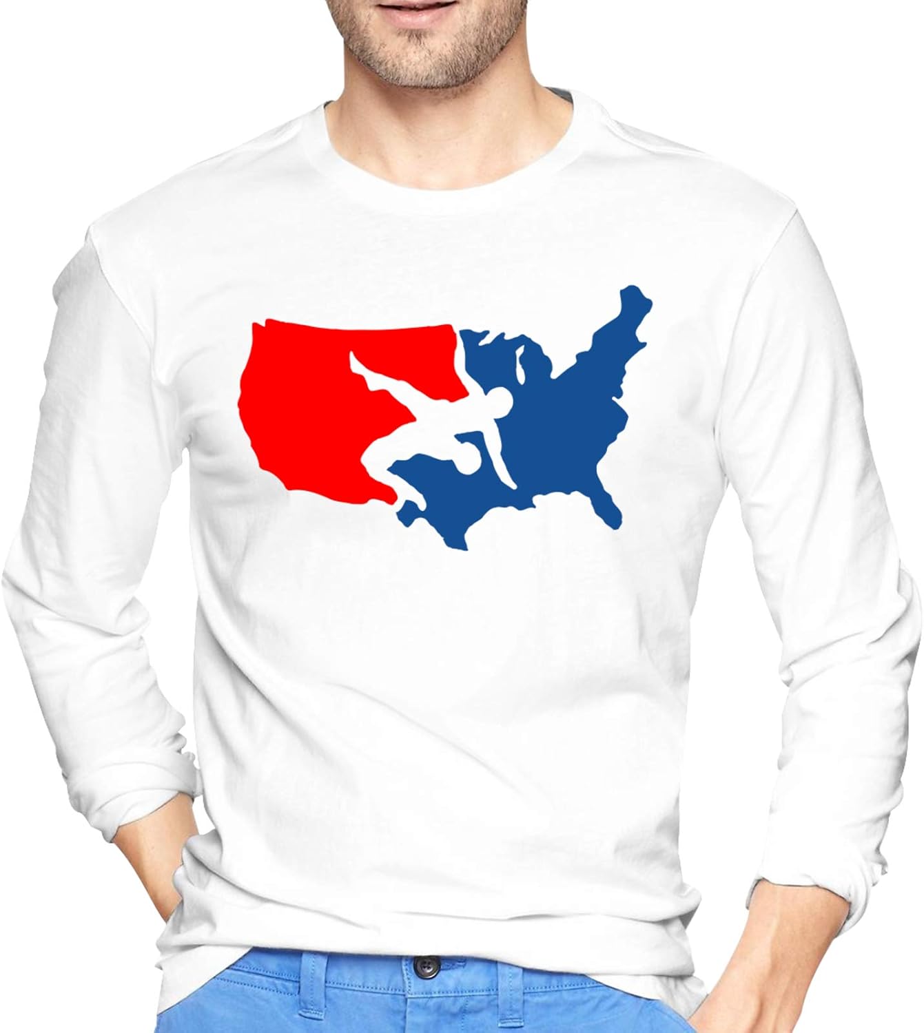 Amazon.com: HLWZGYZ USA Wrestling Mens Basic T-Shirt Casual Tee Shirt Pullover: Clothing