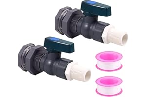 2 Pack PVC Rain Barrel Spigot Kit -3/4" Rain Barrel PVC Garden with Bulkhead Fitting Garden Hose Faucet Adapter and Thread Se
