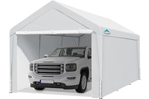 ADVANCE OUTDOOR 10x20 ft Heavy Duty Carport Garage Shelter, Adjustable Height (6.5-11ft) Waterproof Canopy with Removable Sidewalls for Cars, RV, Boat, Truck, Party - White
