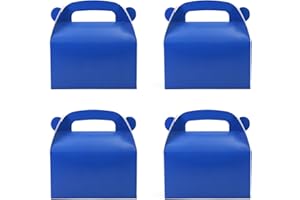 Oletx 30-Pack Dark Blue Party Favor Treat Boxes Pack, Goodie Boxes, Paper Gable Gift Boxes with Handles. Perfect for Prince Party and Baby Boy Shower Decoration Supplies