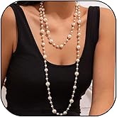 Long Pearl Necklaces for Women Dainty Long pearl Layered Chain Necklaces Statement Sweater Strand Chain Jewelry
