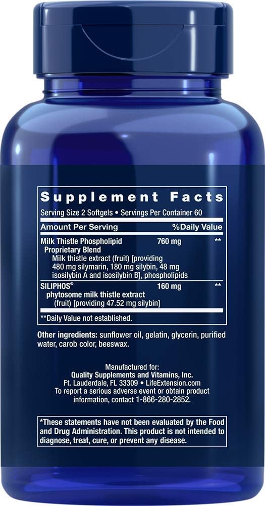 Life Extension European Milk Thistle-Advanced Phospholipid Delivery, 120 Softgels: Health & Personal Care
