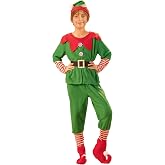 LYSINK Christmas Elf Costume Set for Girls Boys Men Women Santa's Helper Costume Outfit Santa Dress Cosplay Party Dress Up