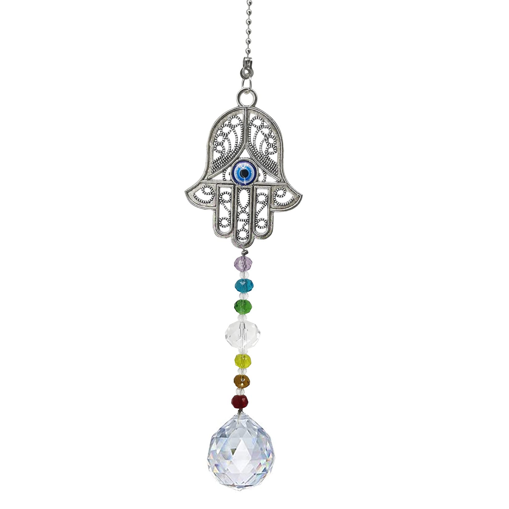 Sun Catchers for Windows,Hanging Suncatcher with Crystal, hamsa palm Hanging Rainbow Maker Ornament for Garden Corridors and Home Decoration (palm)